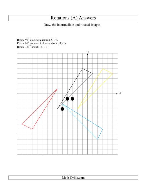 The Three-Step Rotation of 3 Vertices around Any Point (A) Math Worksheet Page 2
