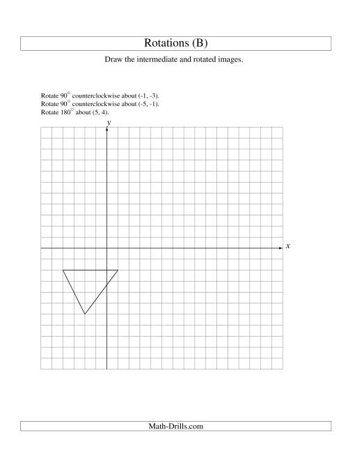 The Three-Step Rotation of 3 Vertices around Any Point (B) Math Worksheet