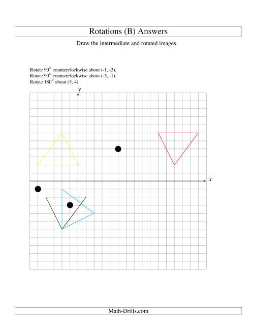 The Three-Step Rotation of 3 Vertices around Any Point (B) Math Worksheet Page 2