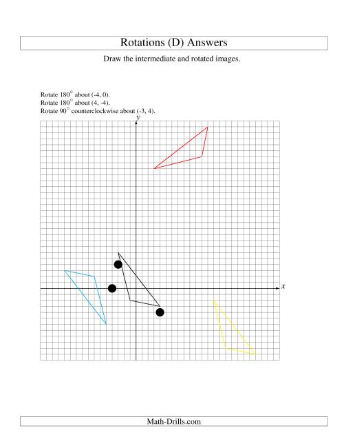 The Three-Step Rotation of 3 Vertices around Any Point (D) Math Worksheet Page 2