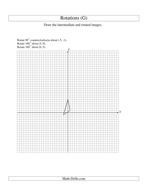 The Three-Step Rotation of 3 Vertices around Any Point (G) Math Worksheet