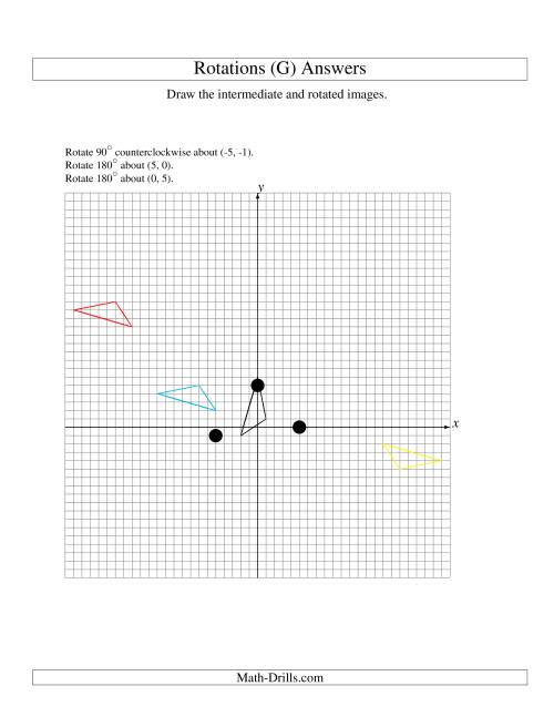 The Three-Step Rotation of 3 Vertices around Any Point (G) Math Worksheet Page 2