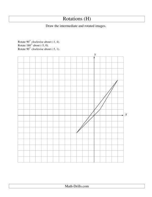 The Three-Step Rotation of 3 Vertices around Any Point (H) Math Worksheet