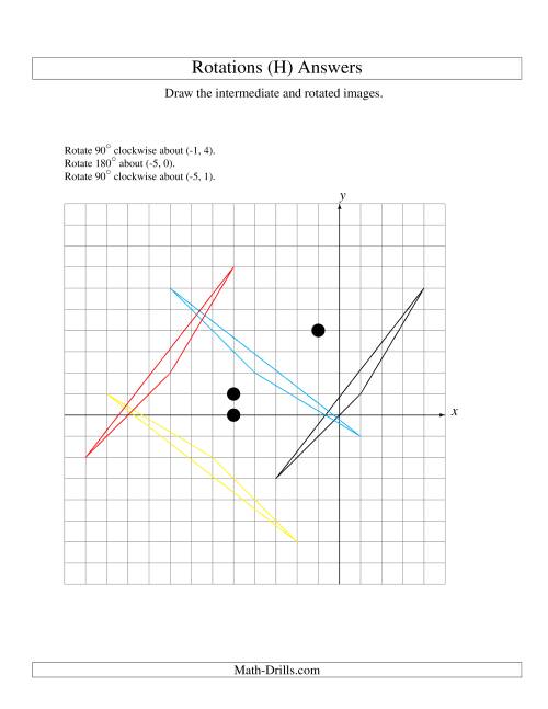 The Three-Step Rotation of 3 Vertices around Any Point (H) Math Worksheet Page 2