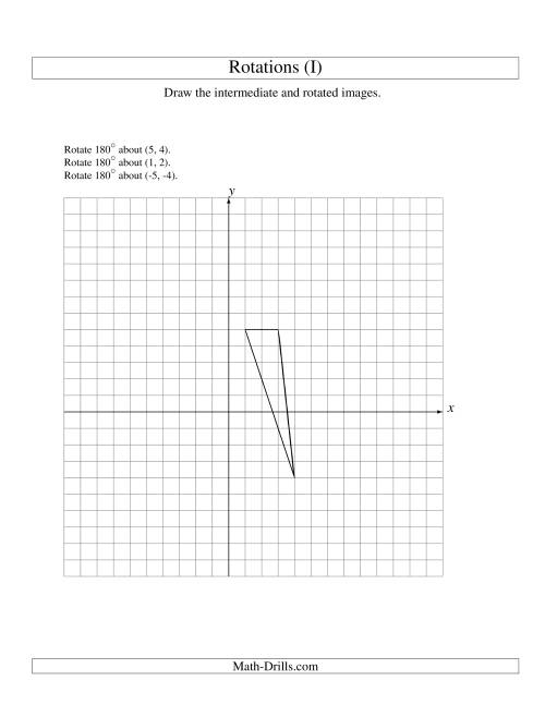 The Three-Step Rotation of 3 Vertices around Any Point (I) Math Worksheet