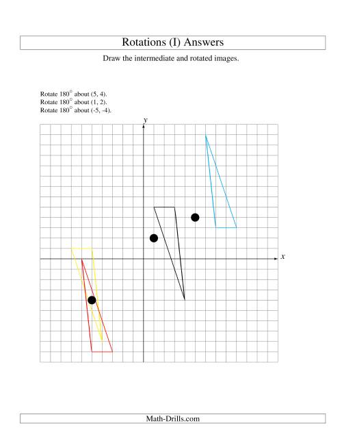 The Three-Step Rotation of 3 Vertices around Any Point (I) Math Worksheet Page 2