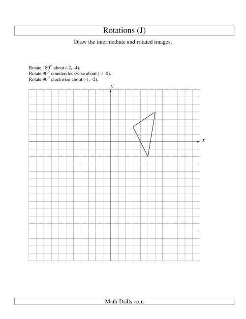 The Three-Step Rotation of 3 Vertices around Any Point (J) Math Worksheet