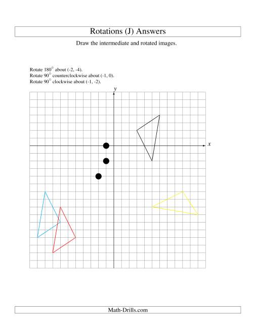 The Three-Step Rotation of 3 Vertices around Any Point (J) Math Worksheet Page 2