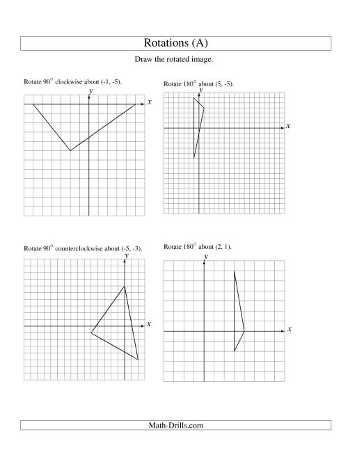 The Rotation of 3 Vertices around Any Point (All) Math Worksheet