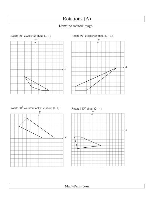 The Rotation of 4 Vertices around Any Point (A) Math Worksheet
