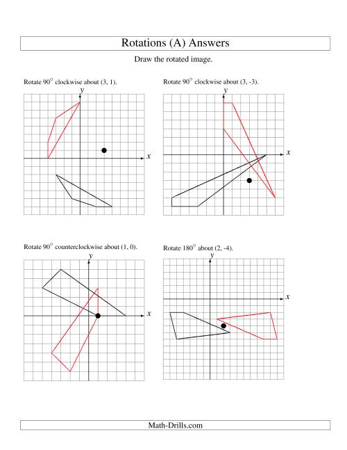 The Rotation of 4 Vertices around Any Point (A) Math Worksheet Page 2