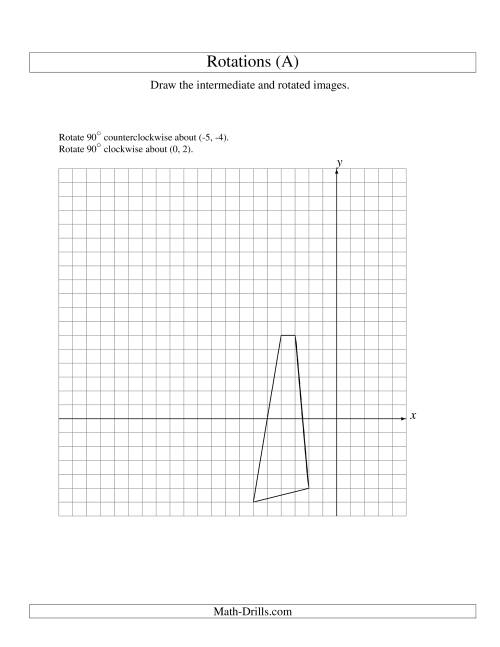 The Two-Step Rotation of 4 Vertices around Any Point (A) Math Worksheet