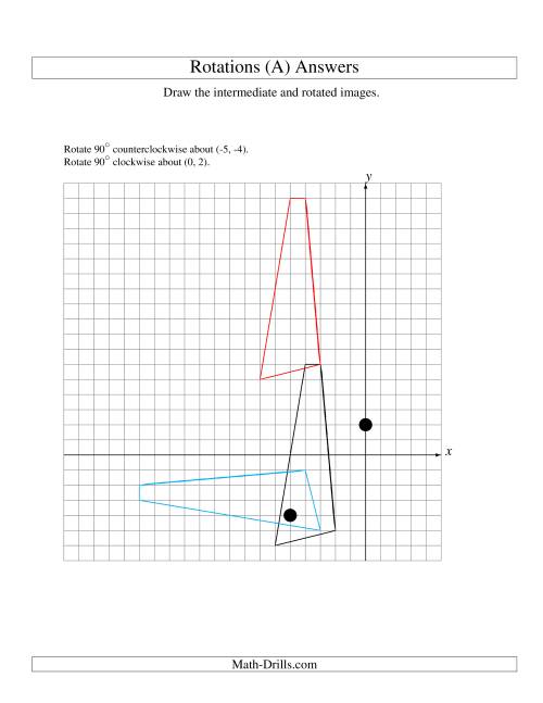The Two-Step Rotation of 4 Vertices around Any Point (A) Math Worksheet Page 2