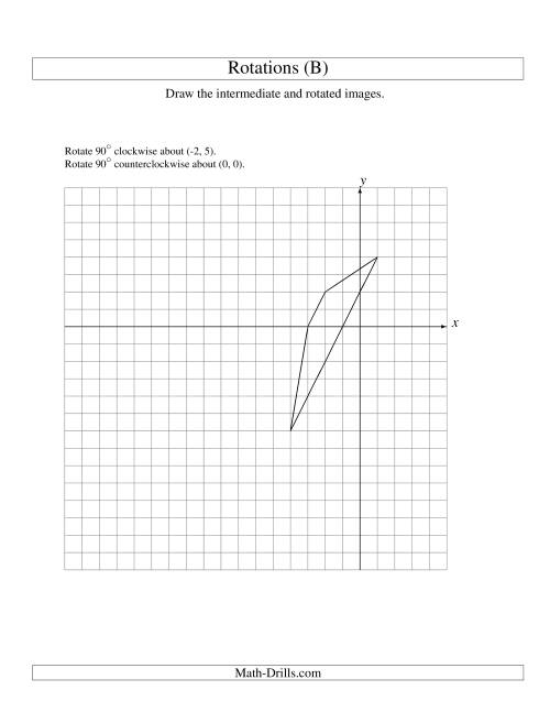 The Two-Step Rotation of 4 Vertices around Any Point (B) Math Worksheet