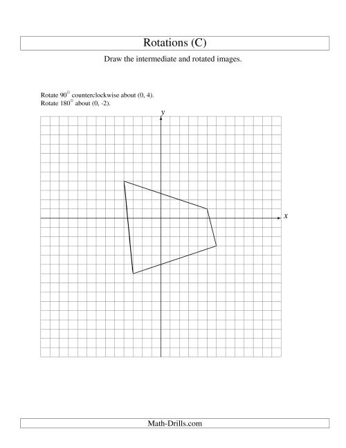 The Two-Step Rotation of 4 Vertices around Any Point (C) Math Worksheet