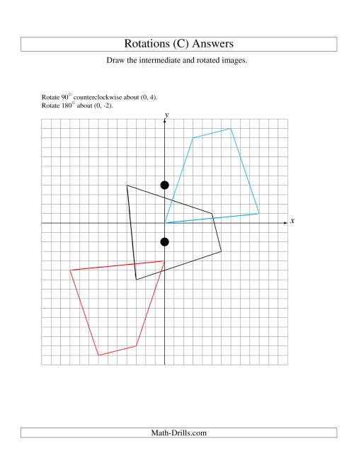 The Two-Step Rotation of 4 Vertices around Any Point (C) Math Worksheet Page 2