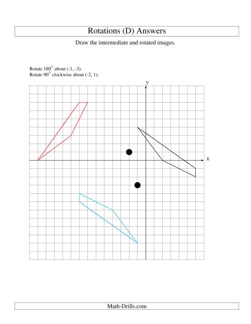 The Two-Step Rotation of 4 Vertices around Any Point (D) Math Worksheet Page 2