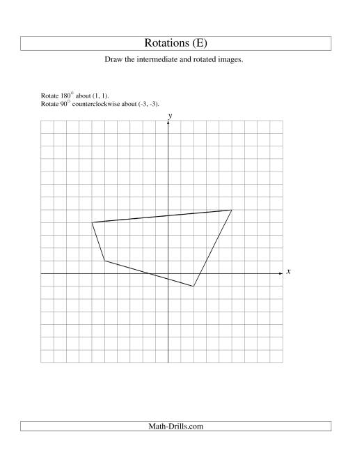 The Two-Step Rotation of 4 Vertices around Any Point (E) Math Worksheet