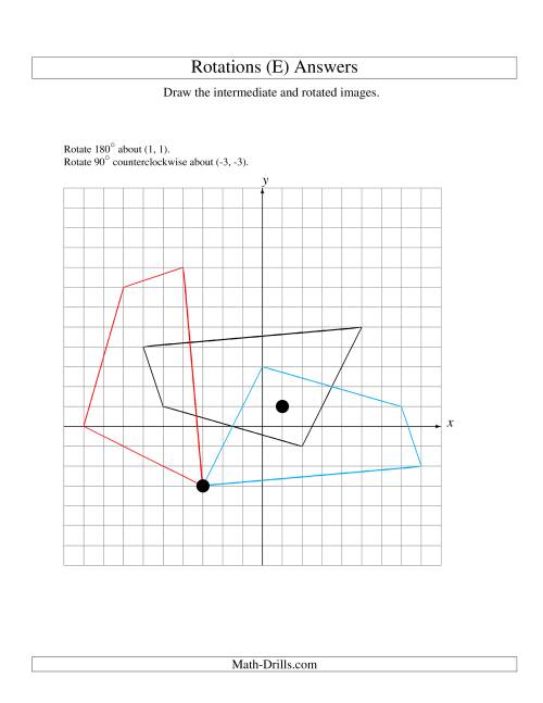 The Two-Step Rotation of 4 Vertices around Any Point (E) Math Worksheet Page 2