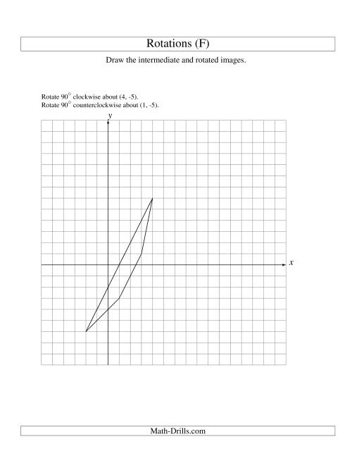 The Two-Step Rotation of 4 Vertices around Any Point (F) Math Worksheet