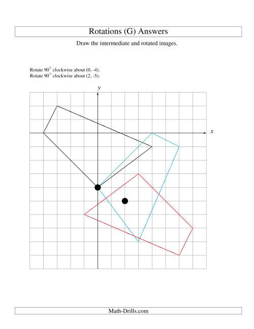 The Two-Step Rotation of 4 Vertices around Any Point (G) Math Worksheet Page 2