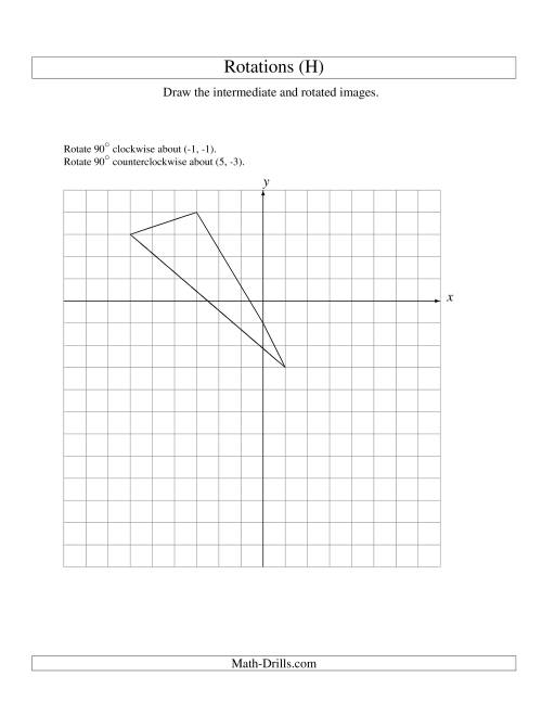 The Two-Step Rotation of 4 Vertices around Any Point (H) Math Worksheet