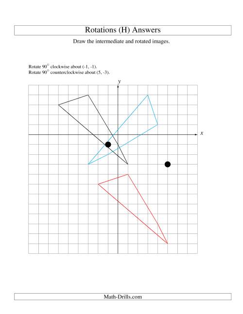The Two-Step Rotation of 4 Vertices around Any Point (H) Math Worksheet Page 2