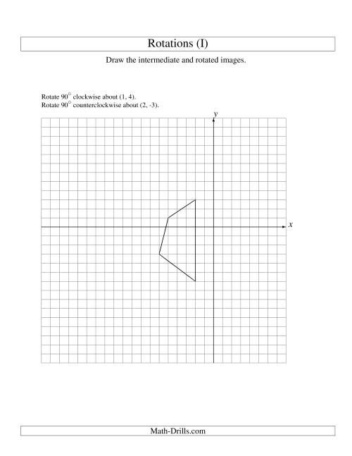 The Two-Step Rotation of 4 Vertices around Any Point (I) Math Worksheet