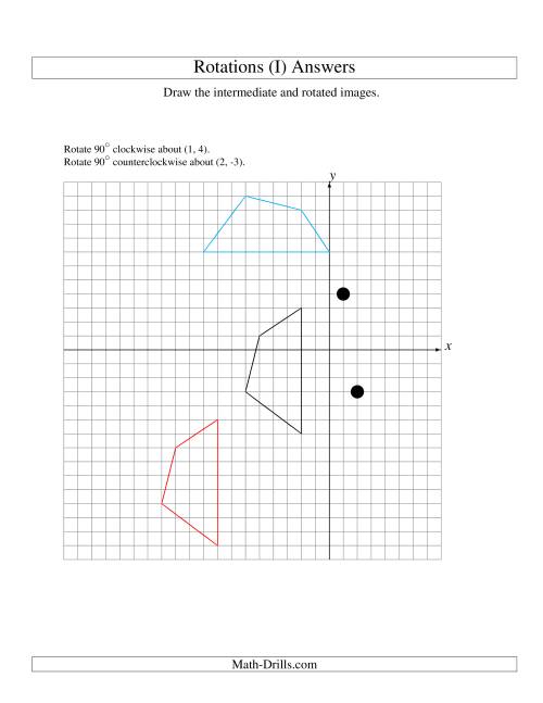The Two-Step Rotation of 4 Vertices around Any Point (I) Math Worksheet Page 2