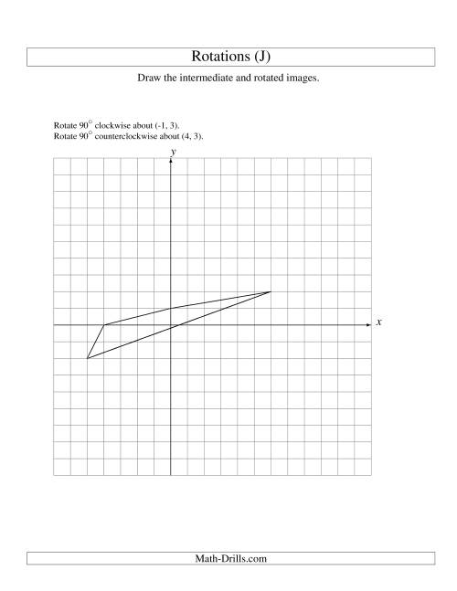 The Two-Step Rotation of 4 Vertices around Any Point (J) Math Worksheet