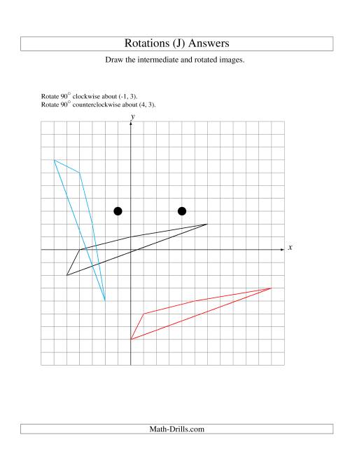 The Two-Step Rotation of 4 Vertices around Any Point (J) Math Worksheet Page 2
