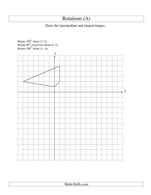 The Three-Step Rotation of 4 Vertices around Any Point (A) Math Worksheet