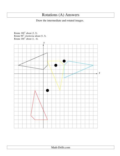 The Three-Step Rotation of 4 Vertices around Any Point (A) Math Worksheet Page 2