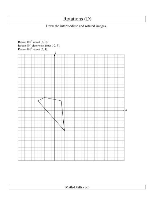 The Three-Step Rotation of 4 Vertices around Any Point (D) Math Worksheet