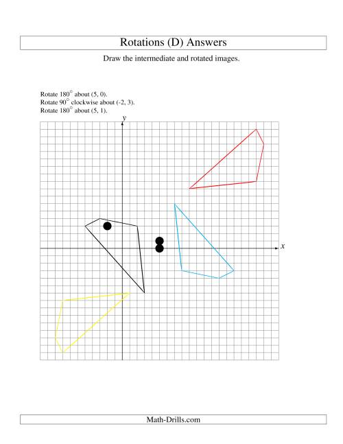 The Three-Step Rotation of 4 Vertices around Any Point (D) Math Worksheet Page 2