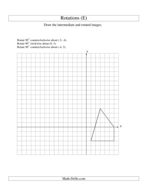 The Three-Step Rotation of 4 Vertices around Any Point (E) Math Worksheet