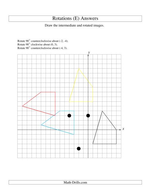 The Three-Step Rotation of 4 Vertices around Any Point (E) Math Worksheet Page 2
