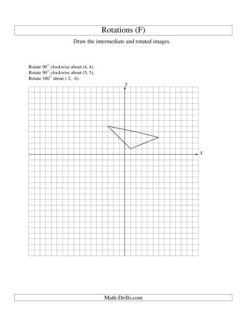 The Three-Step Rotation of 4 Vertices around Any Point (F) Math Worksheet