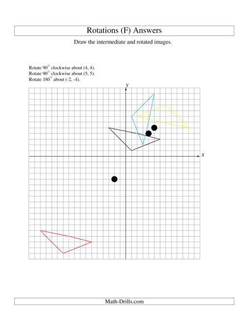 The Three-Step Rotation of 4 Vertices around Any Point (F) Math Worksheet Page 2