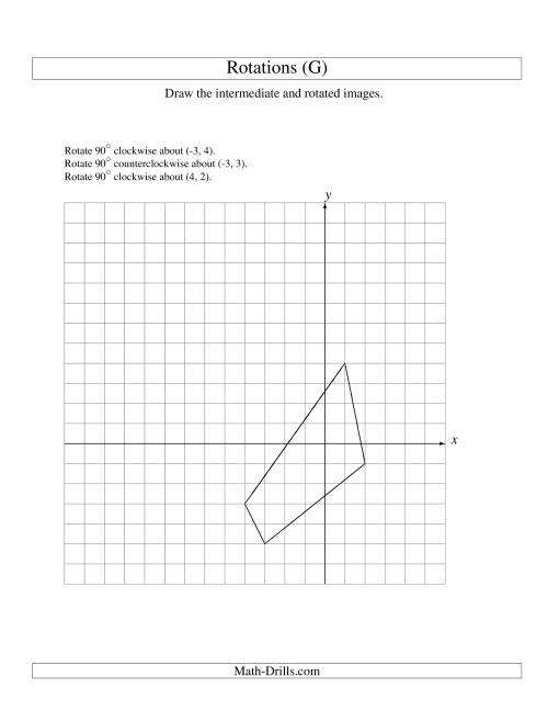 The Three-Step Rotation of 4 Vertices around Any Point (G) Math Worksheet