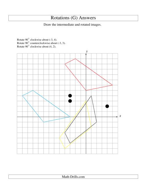 The Three-Step Rotation of 4 Vertices around Any Point (G) Math Worksheet Page 2