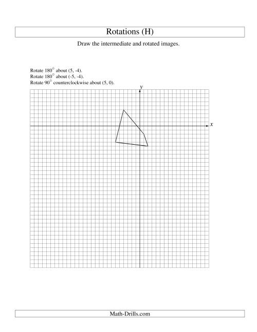 The Three-Step Rotation of 4 Vertices around Any Point (H) Math Worksheet