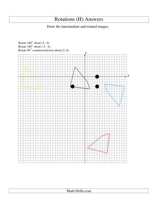 The Three-Step Rotation of 4 Vertices around Any Point (H) Math Worksheet Page 2
