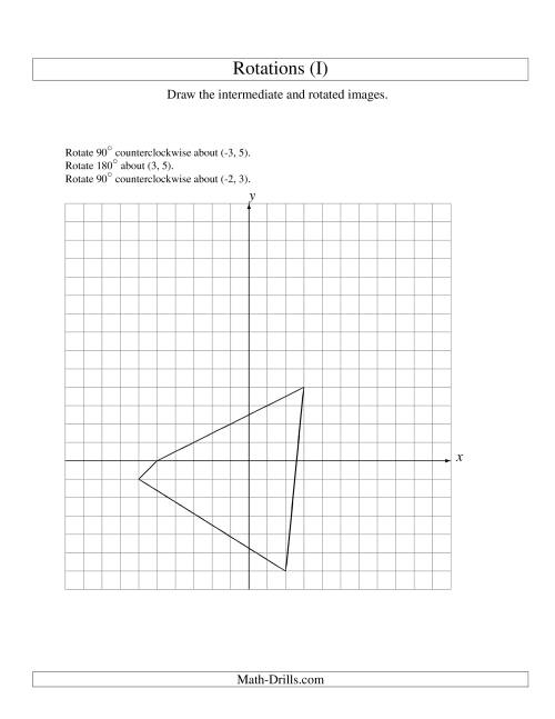 The Three-Step Rotation of 4 Vertices around Any Point (I) Math Worksheet