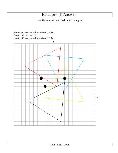 The Three-Step Rotation of 4 Vertices around Any Point (I) Math Worksheet Page 2