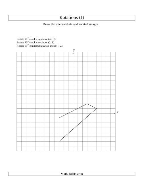 The Three-Step Rotation of 4 Vertices around Any Point (J) Math Worksheet