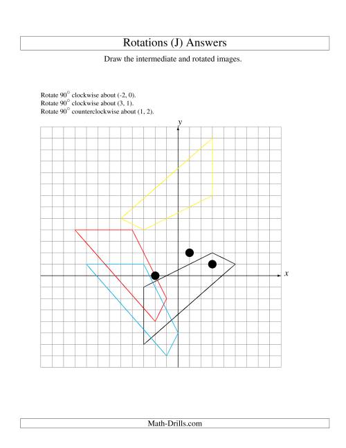 The Three-Step Rotation of 4 Vertices around Any Point (J) Math Worksheet Page 2