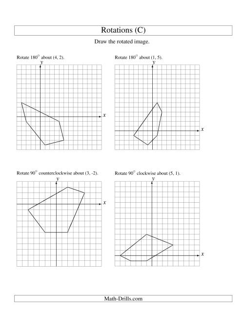The Rotation of 5 Vertices around Any Point (C) Math Worksheet