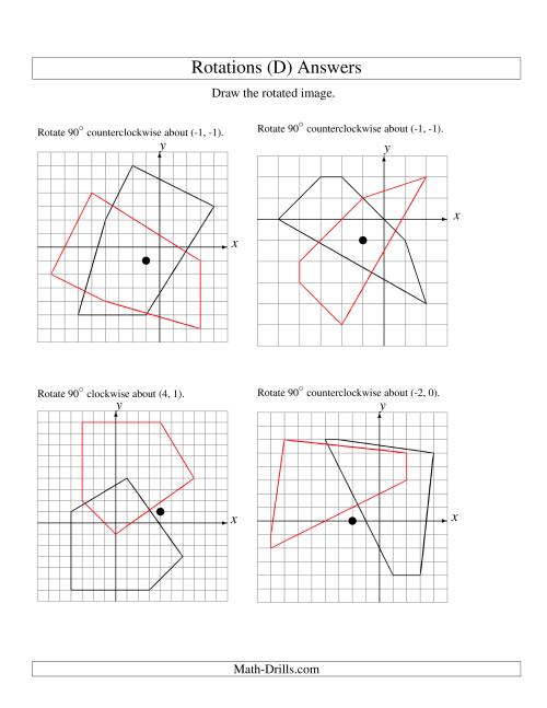 The Rotation of 5 Vertices around Any Point (D) Math Worksheet Page 2