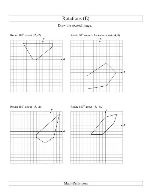 The Rotation of 5 Vertices around Any Point (E) Math Worksheet